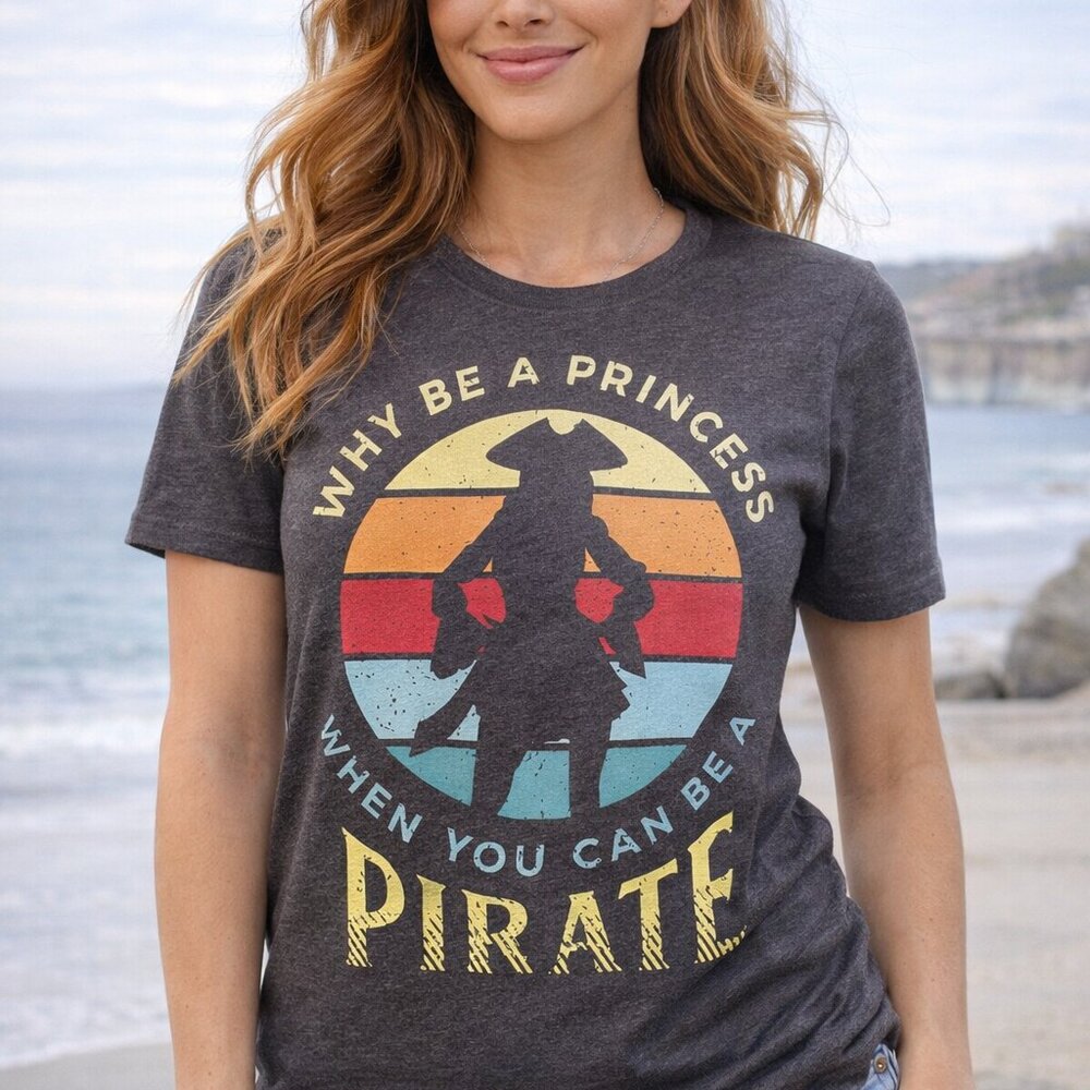 Why Be A Princess Pirate Skull Crossbones Gasparilla Ladies' Crewneck T-Shirt XL